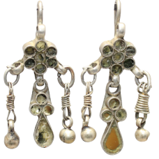 Antique Dangle Earrings Silver Glass Handmade Women Gift Traditional Tribal E509